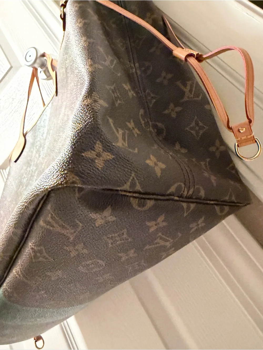 Louis Vuitton Neverfull GM Monogram Tote with Green Stripe personalized 100%auth